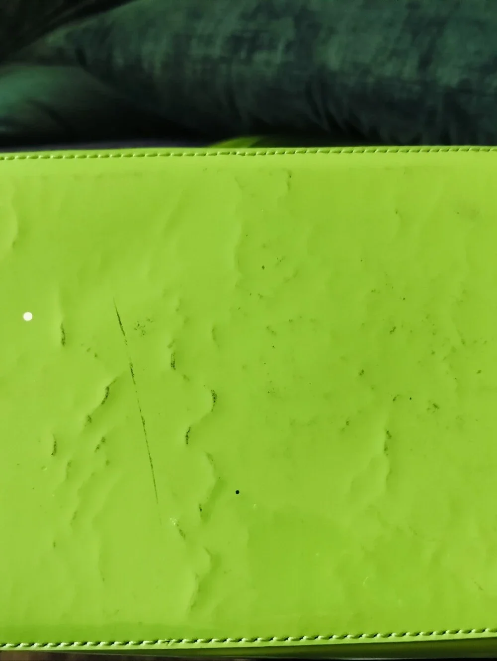 Kate Spade New York Vintage Canvas Utility Tote Turquoise Lime Green Patent Trim